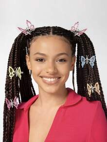 4PCS Girls 3D Moving Butterfly Hair Clips Metal Moving Wings 90s Fairy Hair Accessories Decor Hair Accessories(Glitter Multi Color) - Multicolor - View 8