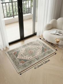 1 pieza Alfombra de área de gran tamaño con estilo bohemio en color verde, diseño fresco de primavera/verano, textura suave y cómoda, fácil de cuidar, base antideslizante, adecuada para sala de estar, dormitorio, cocina, comedor, entrada, oficina y decoración del hogar - Verde - Ver 13