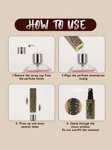 J·FOCUS Stylish Leopard Print 2-In-1 Beauty Set, Eyebrow Scissors With Comb & 5ml Refillable Perfume Atomizer, Eyebrow Trimmer + Portable Perfume Spray Bottle For Daily Use - Multicolor - View 6