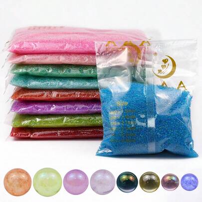 1 Bag 0.8-4mm Hole-Less Glass Bubble Beads, Round Beads For DIY Handmade Bracelets, Necklaces, Earrings, Jewelry Decorations