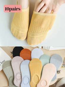 5/10 Pairs Women's Breathable Mesh Boat Socks, Comfortable Invisible Socks For Summer - Multicolor - View 7