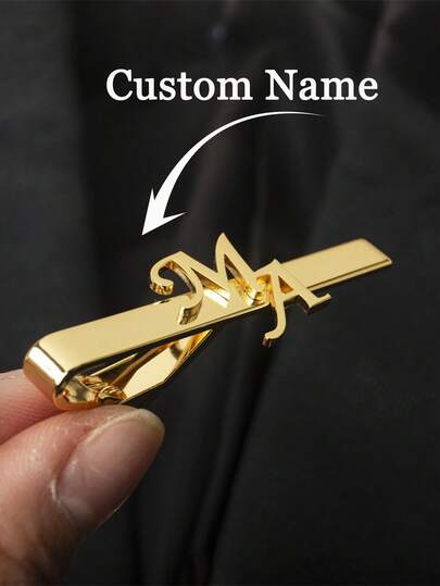 Clip de corbata personalizado con nombre, clip de corbata elegante personalizado para caballero, clip de corbata para el Día del Padre, clip de corbata con placa de acero inoxidable con nombre, accesorio de estilo minimalista, regalo para hombres, regalo para el Día de San Valentín, regalo para el Día del Padre