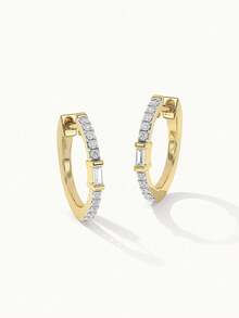 Bông tai bạc 925 cao cấp, sang trọng, tối giản, đính đá Zirconia, kiểu dáng thanh lịch dành cho nữ, thích hợp đeo hàng ngày. - Bông tai vòng Zircon - Xem 7