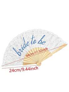 1pc White Lace Folding Fan Suitable For Bride, Foldable Wooden Lace Fan, Wedding Accessory, Bridal Hand Fan, Bridesmaid Gift, Souvenir, Photography Prop, Suitable For Various Holidays And Parties - A - View 4