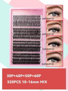 Bộ nối mi giả lông chồn D-Curl 640 sợi, bộ nối mi tự làm siêu cong, độ dài hỗn hợp 10-16mm, mi tự nhiên dày dặn, kiểu dáng hỗn hợp, cụm mi tự dính có thể tái sử dụng, phù hợp cho người mới bắt đầu trang điểm mi. - D - Xem 11