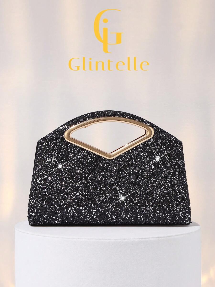 Glintelle 女士时尚闪亮水晶水钻晚宴手拿包，璀璨奢华高端亮片正式礼服手提包，适合晚宴、派对、生日聚会，可搭配正式礼服，也可作为生日礼物或新娘手拿包。