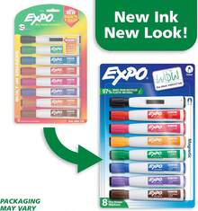 EXPO Magnetic Dry Erase Markers With Eraser, Assorted Colors, Chisel Tip, 8 Count - Back To School, Teacher Supplies, Home Organization - 顏色A - 查看 3
