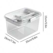 1pc Portable Clear Makeup Storage Box, Dustproof Double-Layer Cosmetic Organizer With Handle, Large Capacity Travel Beauty Case - Multicolor - View 3