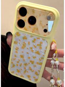 Yellow Base Shell Pattern Full Screen Yellow Floral 17 Pro Max Phone Case, Cute Korean Style Protective Cover For IPhone 17, 16 Pro Max - Yellow - View 6
