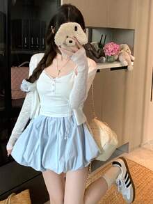 Áo khoác cardigan mỏng buộc dây dễ thương, thích hợp cho mùa xuân/hè. - trắng - Xem 7