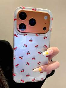 Cute Cherry Silver Minimalist Phone Case Compatible With IPhone 17 Pro Max, 17 Pro, 16, 15, 14, 13, 12 Pro Max, Cute Shockproof Soft Case - Cherry - View 5