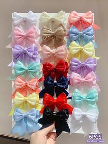 6pcs Random Multi-Color Double-Layer Bow Hair Clips, Princess Style School Girl Aesthetic High-End Hair Accessories, Essential Daily Hair Decor For Girls - Multicolor - View 11