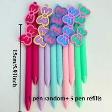 Bộ 1/3/5 bút bi rút hình nơ 0.5mm, kèm ruột bút thay thế, bút bi bấm hình hoạt hình, đồ dùng học tập, mực đen, khô nhanh, chất liệu nhựa, ngòi cỡ trung bình, kiểu bấm, thích hợp cho trường học, nhà, văn phòng, phần thưởng, quà tặng học sinh, quà tặng ngày lễ, mùa tựu trường. - A - Xem 9