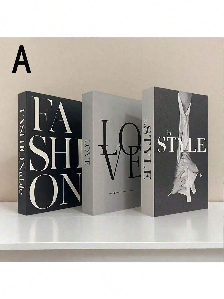 3pcs Minimalist Fashion Foldable Decorative Fake Books, Cafe Decor, Showroom Desktop Realistic Book Prop - one-size - View 1