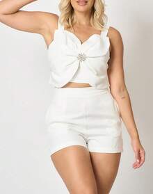Women's Sleeveless Vest And Shorts Two Piece Set Casual Summer Outfit Lightweight Co-Ord Set - Pink - View 3
