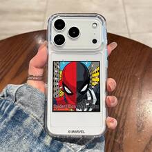 Funda de teléfono transparente con diseño dividido de Spider-Man & Black Spider de Marvel compatible con iPhone 17/17 Pro/17 Pro Max/17 Air/16/15/14/13/12/11/X Serie Funda iPhone 17 Pro Max Funda iPhone 17 Pro Funda iPhone 17 La novia, regalo ideal para fans del anime - transparente - Ver 6