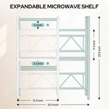 Expandable Three-Layer Microwave Rack With Hooks And Brackets - Adjustable Heavy-Duty Kitchen Countertop Organizer - White - View 2