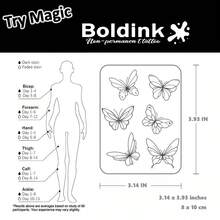 Boldink 2片装蝴蝶线条纹身贴纸，防水临时纹身贴，持久1-2周，植物配方，温和亲肤，日常穿搭装饰完美之选，中式风格男女皆宜的礼物 - 黑色 - 查看 3