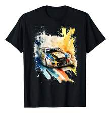 Camiseta Con Estampado Stock Car Racing,100% Algodón - Negro - Ver 6