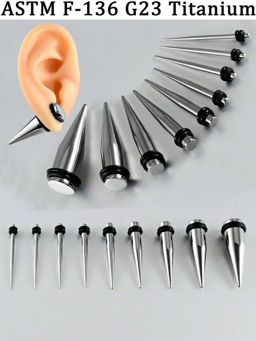 1PC G23 Kim bấm lỗ tai chất lượng cao, dụng cụ nong lỗ tai, dụng cụ mở rộng lỗ tai, nút bịt tai & khuyên tai dạng ống, trang sức cơ thể 1.6-10mm, dụng cụ nong tai unisex - 1 bộ khuếch đại tai hình nón bằng titan - Xem 1