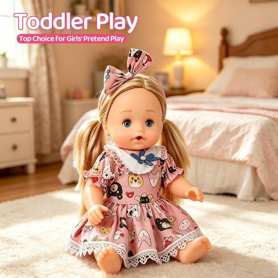 14'' Girls Doll Care Gift Set With Stroller, Lifelike Doll And Accessories For Realistic Pretend Play, Voice, Blink, Drink Water, Urine, Posable Soft Toy For Halloween Christmas Birthday Gifts