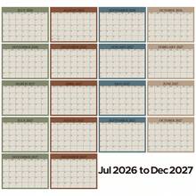 1 Lịch treo tường 18 tháng, từ tháng 7 năm 2026 đến tháng 12 năm 2027, có móc treo để lập kế hoạch hàng tháng, ghi chép lịch trình, nhắc nhở cuộc họp, phù hợp cho việc quản lý thời gian tại nhà và văn phòng. - Tháng 7 năm 2026 - Tháng 12 năm 2027 - Xem 4