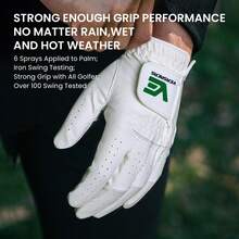 FINGER TEN Men's Golf Gloves, Left Hand Rain Grip Design, All Weather Breathable Durable Fit, Suitable For Right Handed Golfers Daily Play Outdoor Training, Available In Small Medium Large XL Classic White 1 Pack - White - View 5