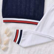 Pagan Baby Embroidered Collar Sweater Set, Sweater + Bodysuit + Pants, Size RN - 藏蓝色 - 查看 3