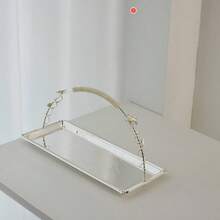 1個鍍銀蒲公英托盤附手把，鐵製鍍銀工藝，奢華甜點/茶/咖啡盛盤，適用於婚禮、週年慶、甜點展示、節日餐飲裝飾、旅行與度假 - 銀色 - 查看 10