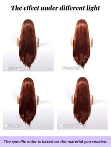 30 Inch Ombre Ginger Red 13x4 Lace Front Wig For Women Long Straight Synthetic Hair Wig Pre Plucked Natural Hairline Heat Resistant Glueless Hair Wig For Daily Party Cosplay Natural Looking Lightweight Breathable Realistic Hairline Easy Install - 挑染紅色 - 查看 11