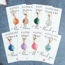 8pcs Mini Shell Keychain Set, Includes Small Hugging Greeting Card, Thank You Card, Summer, Teacher's Day, Travel, Birthday, Graduation, Wedding, Party Ideal Gift Choice. - Multicolor - View 5