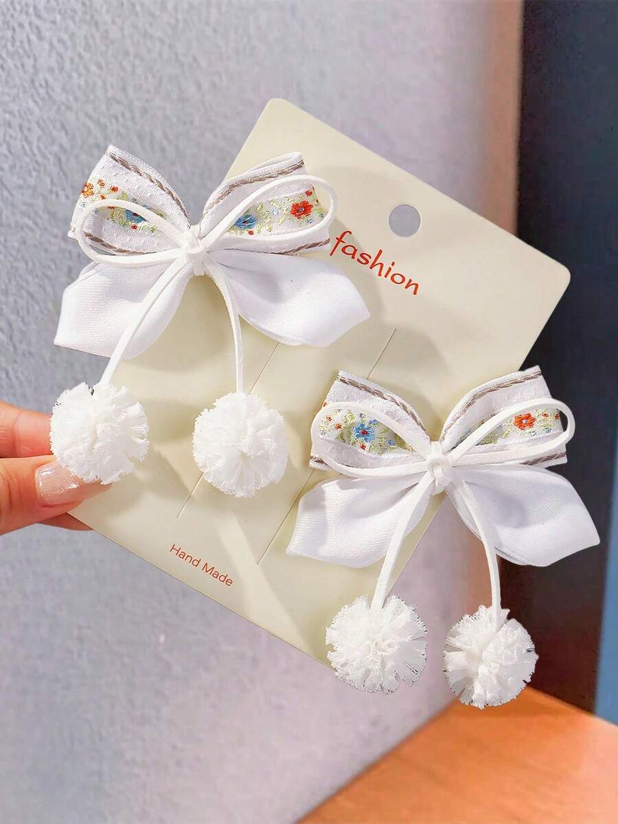 2pcs Cute & Elegant Bowknot Hair Clips - White - View 1