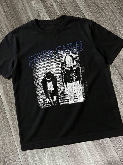 Custom Crystal Castles Graphic Band T-Shirt 100% Cotton Black T Shirt Unisex
