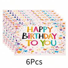 1pc Linen Birthday Theme Placemat, Breakfast Mat, Coffee Coaster, Bowl Pad, Birthday Party Decor, Kitchen Accessory, Easy Clean Dining Mat, Suitable For Home, Restaurant, Holiday Gift, Gift For Friends, Multi-Piece Set - Multicolor - View 16