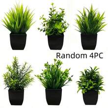 Small Artificial Potted Plants, Indoor Decorative Fake Flowers, Suitable For Windows, Bathrooms, Walls, Desktops, Offices, Kitchens, Farmhouse Style Decor, Valentine's Day Party Decoration - Green - View 6