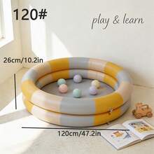 Retro Striped Inflatable Swimming Pool With Animal Patterns, Dinosaur, Rabbit, Teddy Bear, Baby Dinosaur Pool, PVC Thickened Home Baby Bath, Indoor All Season Bath Pool - Multicolor - View 6