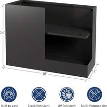 CuisinSmart Metal Tall Planter Box With Adjustable Shelf And Drainage Holes, Heavy Duty Rectangular Steel Planter For Outdoor And Indoor Plants, Modern Flower Pot For Patio, Balcony, And Privacy Screening - đen - Xem 2