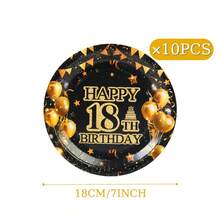 7/9 英寸生日快乐系列印花一次性纸盘，适用于生日庆祝、派对装饰、一次性派对用品、生日派对、礼物派对、庆祝活动等场合。 - 18歲生日快樂 - 查看 7