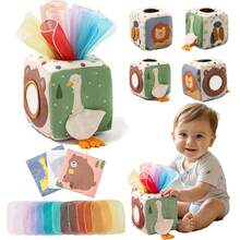 6-12 Months Baby Tissue Box Toy - Montessori Sensory Toy, 1 Year Old Baby - Shower Gift For Baby Boys And Girls, 6-18 Months - Multicolor - View 1