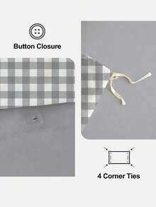 HONEYMOON 灰色格紋印花被套組（2件組 = 1件被套 + 1件枕套；3件組 = 1件被套 + 2件枕套）- 100% 聚酯纖維數位印花布料，柔軟透氣，抗皺，枕套不含枕芯（不含被芯）- T F Q K 尺寸適用於居家與宿舍，送給媽媽的完美禮物 - 彩色 - 查看 5