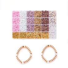 1840pcs 6-Set Polymer Clay Disc Beads Kit, Solid Color Flat Round Clay Slices With Spacer Beads, Assorted Color Palettes Loose Beads, Bulk Preppy Beading Supplies For Friendship Bracelet Necklace Earring Making, Daily Stackable Jewelry & Handmade DIY Craft Projects - A - View 9