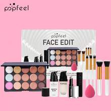 Bộ trang điểm POPFEEL All-In-One Face Edit, bộ mỹ phẩm trang điểm toàn mặt gồm bảng che khuyết điểm, kem nền, phấn phủ và cọ trang điểm, lớp nền hoàn hảo lâu trôi cho cả ngày thường và tiệc tùng. - Màu Khỏa thân - Xem 7