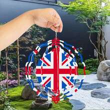 英国国旗图案2D打印金属风铃,360°无限旋转挂钩,双面印刷,无需用电,户外花园露台装饰,多功能装饰,适用于花园、露台和室内空间,理想的户外礼物,户外风铃,教师节礼物,国旗日礼物(9.84英寸*9.84英寸),(不含吊坠),款式随机。 - 多色 - 查看 2