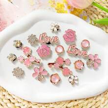 18 piezas Decoraciones florales para zapatos, Clips de zapato con flores rosas, Encantos desmontables para zapatos, Elegantes y de moda, Adecuados para sandalias y pantuflas, Excelentes para regalos de vacaciones - Rosa - Ver 4