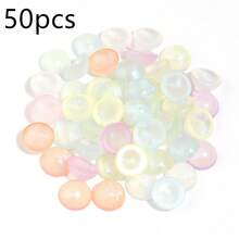 30-100pcs/Pack Mermaid Glow-In-The-Dark Ring Bases, 10-14mm Acrylic Coated Iridescent Flat Half-Round Cabochons, Handmade DIY Ring Pendant Jewelry Settings - Mermaid Luminous Ring - View 13
