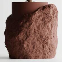 ORIZZONTE Decorative Vase With Rock Effect Base – Contrasting Texture And Natural-Contemporary Style, Ideal For Home Decor, Centerpiece Or Flower Holder, 100% Made In Italy, Shipping From Italy - 巧克力棕 - 查看 3
