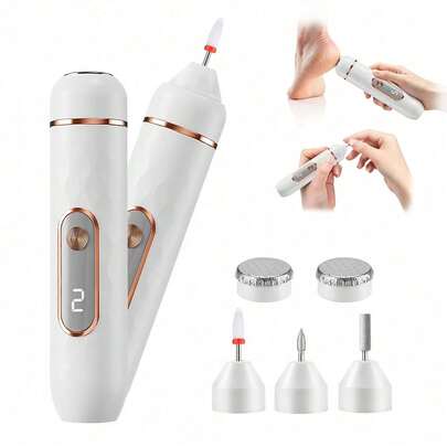 Hailicare Máy mài móng tay và gót chân điện 2 trong 1, 5 đầu mài chuyên nghiệp, điều chỉnh tốc độ kép thông minh, sạc lại được và hoạt động không dây, cổng sạc Type-C, dụng cụ chăm sóc móng và chân cá nhân di động dùng trong gia đình.