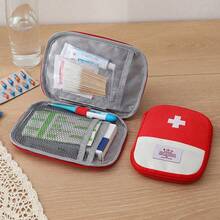 1/2 Peças Bolsa de Armazenamento de Medicamentos Portátil Multifuncional, Adequada para Viagens, Casa, Escritório e Outras Ocasiões - Vermelho - Visão 8