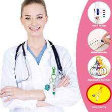 5pcs Mini Nurse Pen Set, Includes 1 Retractable Ballpoint Pen, 1 Nurse Badge Clip, Perfect Back To School Essentials - A - View 2