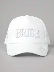1pc Women's Embroidered "WIFEY" Colorblock Baseball Cap, Adjustable Outdoor Sun Protection Casual Hat Suitable For Spring/Autumn Travel, Beach Vacation, Unisex Y2K Style Sun Hat - Rice Flour - View 4